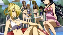 Summer blondes long hair anime girls green eyes short hair 