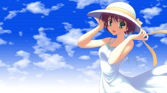 Summer dress hats green eyes short hair nanao naru canvas 2 