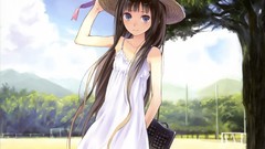 Summer dress keyboards anime girls brunettes kishida mel 