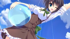 Sun balls dress anime girls blue eyes brunettes hoshizora e 