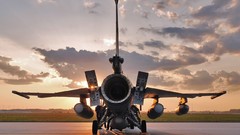 Sun clouds engine Aircraft back military aviation air force jet 