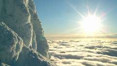 Sun clouds line horizon Camp iceland