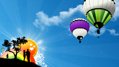 Sun tree Life abstract couple Balloons composition humans