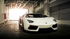Sun white Garages reflections sunlight lamborghini aventador 