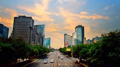 Sunrise dawn beijing urban streets cityscapes pictorial