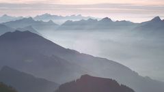 Sunrise Mountains fog morning