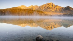 Sunrise nature Mountains pyramid alberta rivers forests Patricia