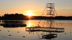 Sunrise water summer Michigan lakes reflections USA Camp sun 