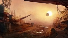 Sunset abandoned Harbor fantasy art Titus Lunter