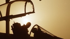 Sunset Aircraft pilots silhouettes sunlight