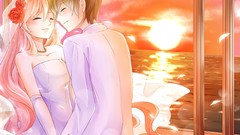 Sunset anime girls anime boys wedding dresses