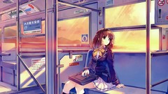 Sunset Anime skirts anime girls school uniforms misaki kurehito 