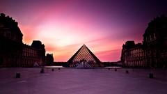 Sunset architecture Louvre museum