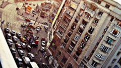 Sunset cars crowd towns