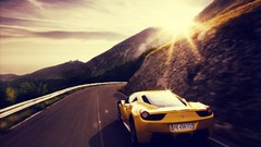 Sunset cars Ferrari roads
