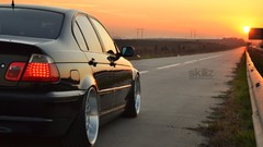 Sunset cars roads BMW E46