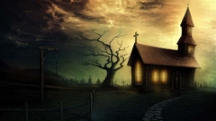 Sunset churches graveyards