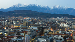 Sunset cityscapes Slovenia ljubljana