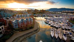 Sunset cityscapes vehicles Yachts