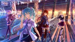 Sunset clouds Anime tie white hair red eyes Ribbons blondes 