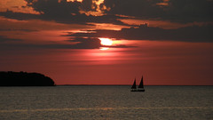Sunset clouds Boats vehicles