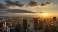 Sunset clouds Central Park buildings cities cityscapes new york 