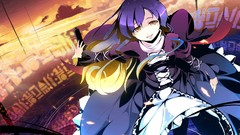 Sunset clouds magic blondes smiling long hair yellow eyes black 