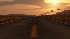 Sunset clouds roads houses yellowish