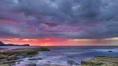 Sunset England bay Yorkshire