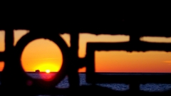 Sunset fences silhouettes Sea
