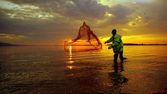 Sunset fishing fishermen