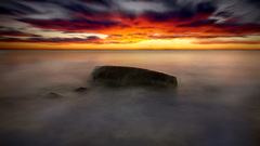 Sunset fog clouds landscape skyline amazing