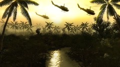 Sunset Helicopters jungle palm trees video games men at war