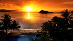 Sunset horizon tropical vibrant