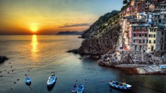 Sunset Italy romantic architecture Beaches cityscapes manarola 