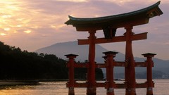 Sunset Japan itsukushima shrine shrine torii