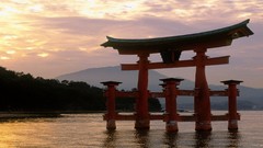 Sunset Japan itsukushima shrine shrine torii