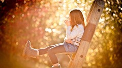 Sunset leaves nature children Little Children