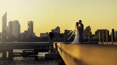 Sunset love Australia couple The Kiss wedding sunlight kissing 