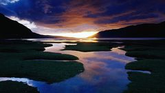 Sunset Mountains lakes rivers