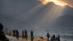 Sunset Mountains lights roads