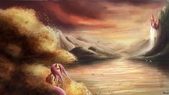 Sunset Mountains magic forests ponies my little pony My Little 