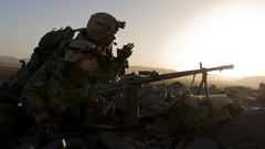 Sunset Mountains War weapons Guns Army soldiers French military 