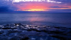 Sunset nature rocks shore