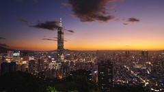 Sunset night lights cityscapes taipei 101