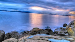 Sunset ocean Landscapes rocks