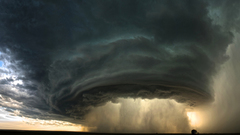 Sunset rain storm tornadoes