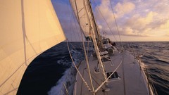 Sunset sailing drake Antarctica
