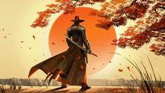 Sunset samurai Swords male artwork western video games red 