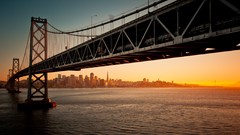 Sunset San Francisco Bridges cityscapes Oakland Bay